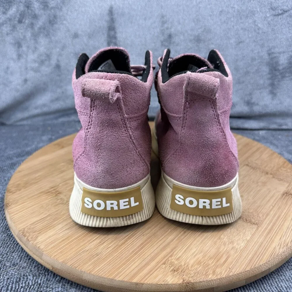 Sorel Boots Girls Size 5 Pink Suede Waterproof Rain Ankle Lace Up NY5169-627
